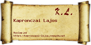 Kapronczai Lajos névjegykártya