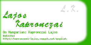 lajos kapronczai business card